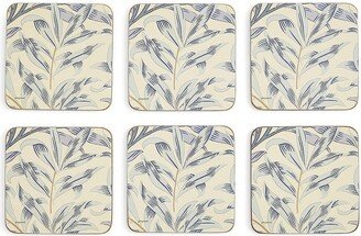 Morris and Co Willow Bough Blue Coasters, Set of 6, Cork Backed Board, Heat and Stain Resistant, Drinks Coaster for Tabletop Protection