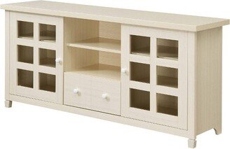 Newport Park Lane 1 Drawer TV Stand with Storage Cabinets and Shelves for TVs up to 65 Ivory - Breighton Home