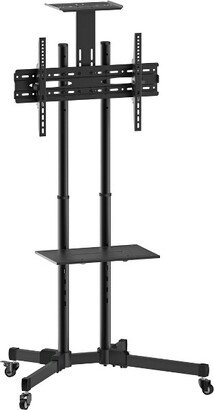 Mount-It! Height Adjustable Mobile TV Stand, Cart & Shelf, Wheeled Flat Screen with Rolling Casters & Five Media Component Shelves Fits 37 - 70 Inch