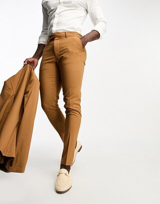 skinny suit pants in tobacco