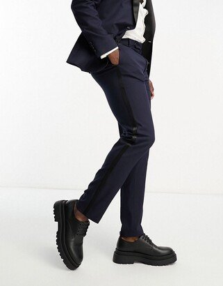 slim tuxedo pants in navy