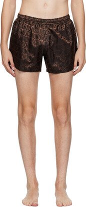 Brown Jacquard Swim Shorts