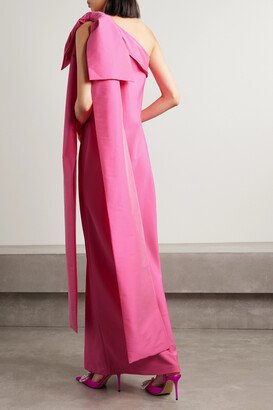 Adrian One-shoulder Bow-detailed Crepe And Taffeta Gown - Pink