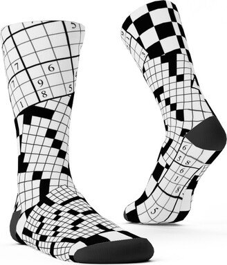 Socks: The Daily Puzzles - Black And White Custom Socks, Black