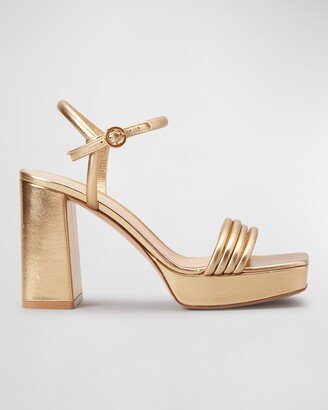 Lena Metallic Ankle-Strap Platform Sandals-AA