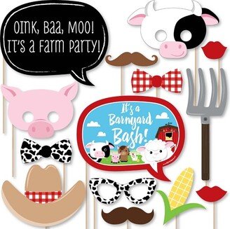 Big Dot of Happiness Farm Animals - Baby Shower or Birthday Photo Booth Props Kit - 20 Count