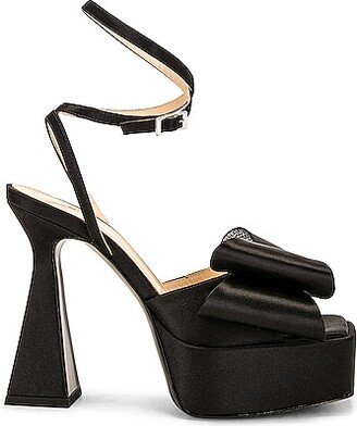 Le Cadeau Satin Square Toe Platform Sandal in Black