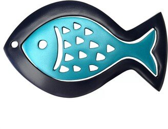 Yair Emanuel Two Piece Fish Decorative Trivet For Hot Dishes - Anodized Aluminum Hot Plate Stand