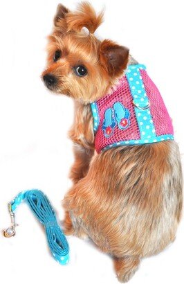 Doggie Design Cool Mesh Dog Harness Under the Sea Collection-Pink and Blue Flip Flop(Medium)