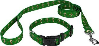 Country Brook Petz Deluxe Candy Cane Christmas Dog Collar and Leash (5/8 Inch, Small)