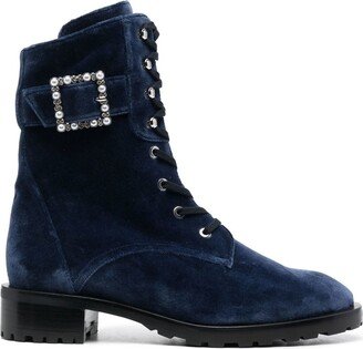 30mm Embellished-Buckle Suede Boots