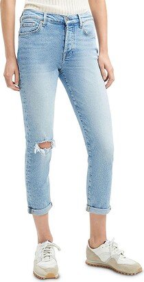 Womens Distressed Low-Rise Slim Jeans