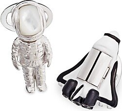 Astronaut & Rocket Sterling Silver & Mother Of Pearl Cufflinks