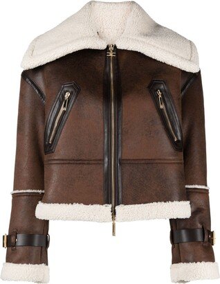 Faux-Shearling Cropped Jacket-AA