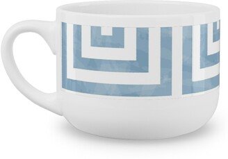 Mugs: Square Grid - Blue Latte Mug, White, 25Oz, Blue