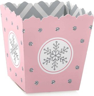 Big Dot of Happiness Pink Winter Wonderland - Party Mini Favor Boxes - Holiday Snowflake Birthday Party or Baby Shower Treat Candy Boxes - Set of 12