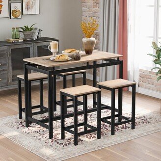 AOOLIVE 5-Piece Table Set, Industrial Dining Table with 4 Chairs