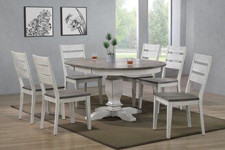 The Gray Barn Avalon 7-piece Dining Set in Stormy White and Ash with Ladderback Chairs