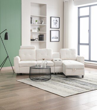 GREATPLANINC Modern L-shape Sectional Sofa Set for Living Room Couch Set with Polyester Upholstery & Adjustable Seatin