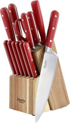 14Pc Stainless Steel Cutlery Set With Wood Block