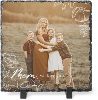 Slate Plaques: Floral Corners Slate Plaque, 8X8, White