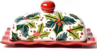 Balsam and Berry Holly Ruffle Domed Butter Dish