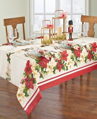 Red and White Poinsettias Tablecloth - 60 x 84