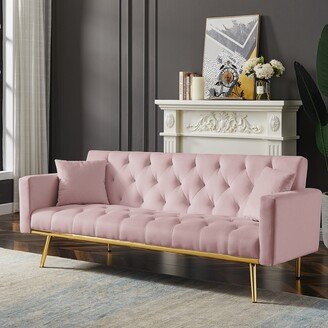 Pink Convertible Folding Futon Sofa Bed, Sleeper Sofa