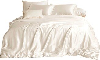 Soft Strokes Silk Pure Mulberry Silk Seamless - Four-Piece Sheet Set - Queen Size - Ivory