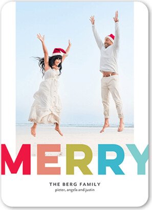 Holiday Cards: Boldly Merry Christmas Card, White, 5X7, Christmas, Matte, Signature Smooth Cardstock, Rounded