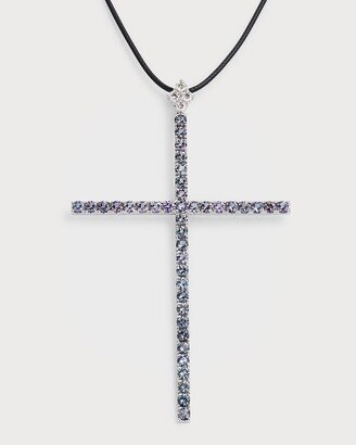 Alexander Laut 18K White Gold Spinel and Diamond Cross Pendant