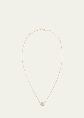 14k Diamond Pave Disc Pendant Necklace-AB