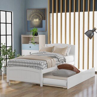 Sunmory Twin size Platform Bed with Trundle-AA