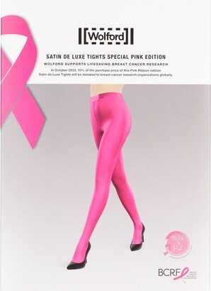 Pink Ribbon high waist satin tights