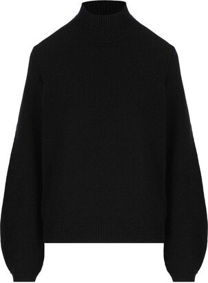 Balloon Sleeved Turtleneck Knit Jumper-AB