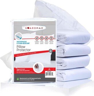 Guardmax Waterproof Pillow Protector with Zipper (4 Pack)