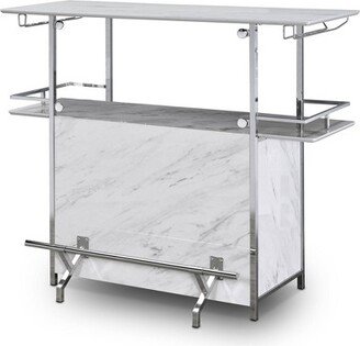 Mauro Faux Marble Bar Table White/Chrome - miBasics