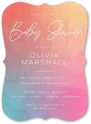 Baby Shower Invitations: Brilliant Backsplash Baby Shower Invitation, Pink, 5X7, Matte, Signature Smooth Cardstock, Bracket