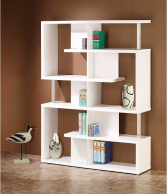 Splendid white bookcase With Chrome Support Beams
