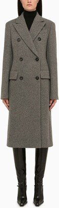 Grey wool double-breasted coat