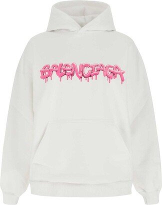 Logo Print Ribbed Hem Hoodie