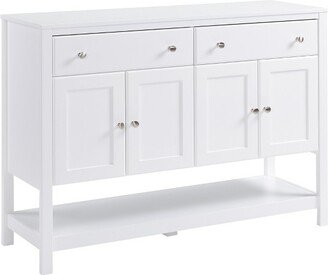 HOMCOM 47 Modern Sideboard, Buffet Cabinet, Accent Cupboard with Adjustable Shelves and Drawers, for Living Room, White