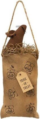 Primitive Mouse in Jack O Lantern Bag - Brown - 8” high by 3” wide by 1.5” deep
