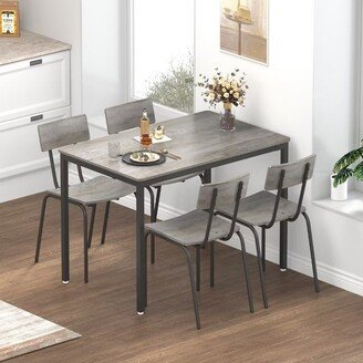 5-Piece Dining Table and Chair Set, 4 Chairs with Curved Back