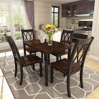 Toswin Contemporary 5 Piece Table and Chair Set with 4 Chairs Solid Wood Legs Solid and Reliable Home Kitchen