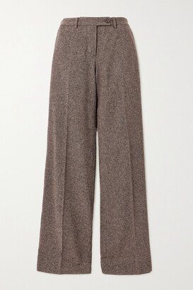 Fortela - Juliana Mélange Wool-blend Tweed Staight-leg Pants - Brown