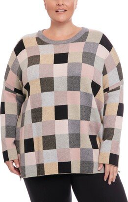 Plus Size Mini Block Crewneck Pullover Sweater