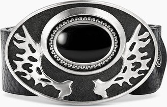 Exotic Stone Angel Wing Belt Buckle in Sterling Silver with Black Onyx Men's