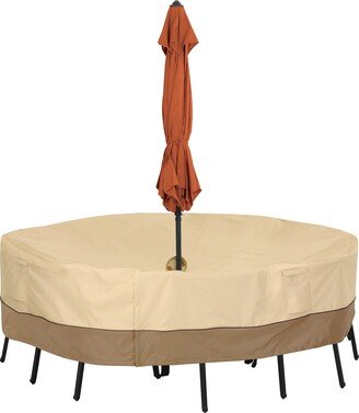 Veranda Water-Resistant 70 Inch Round Patio Table & Chair Set Cover with Umbrella Hole