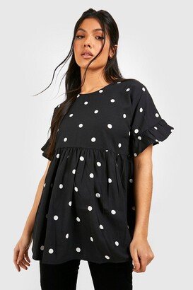 Maternity Spot Cross Back Woven Smock Top